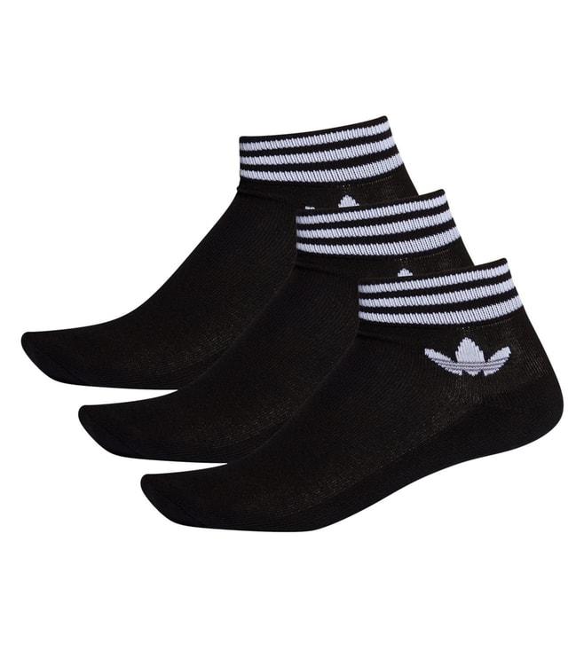 adidas originals black & white trefoil ankle socks - pack of 3 (size 39-42)