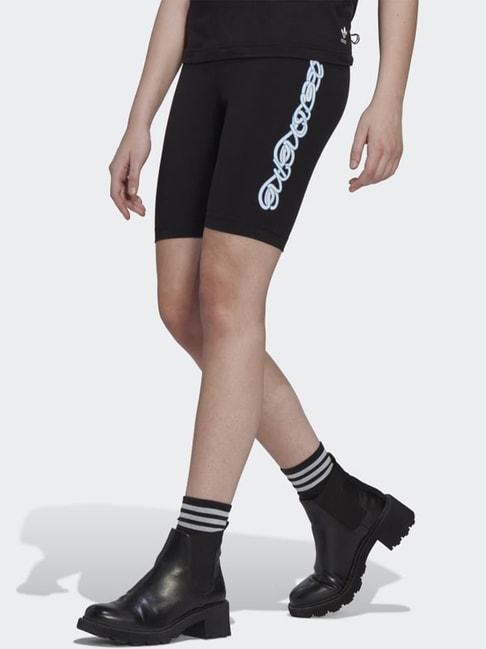 adidas originals black cotton printed sports shorts