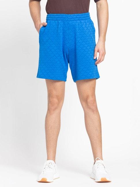 adidas originals blue regular fit cotton mono printed shorts
