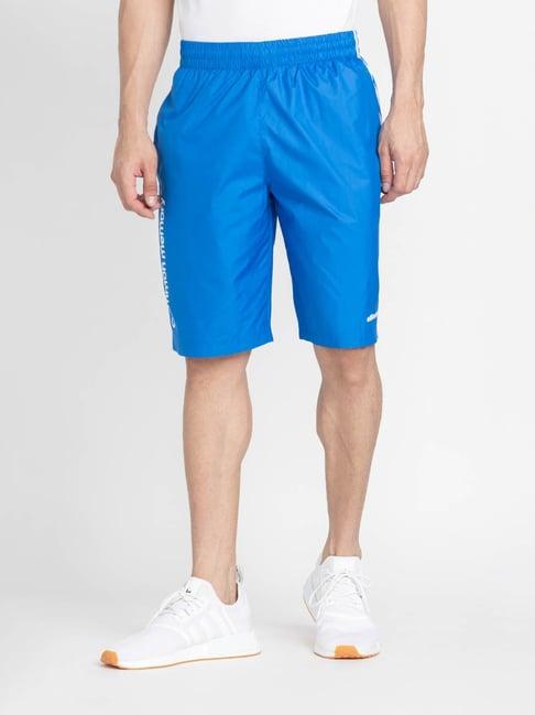 adidas originals blue regular fit striped sports shorts