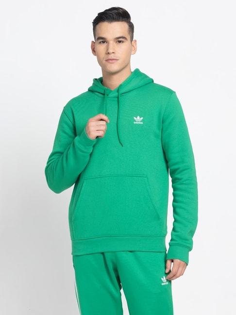 adidas originals essentials green regular fit hooded sweatshirt