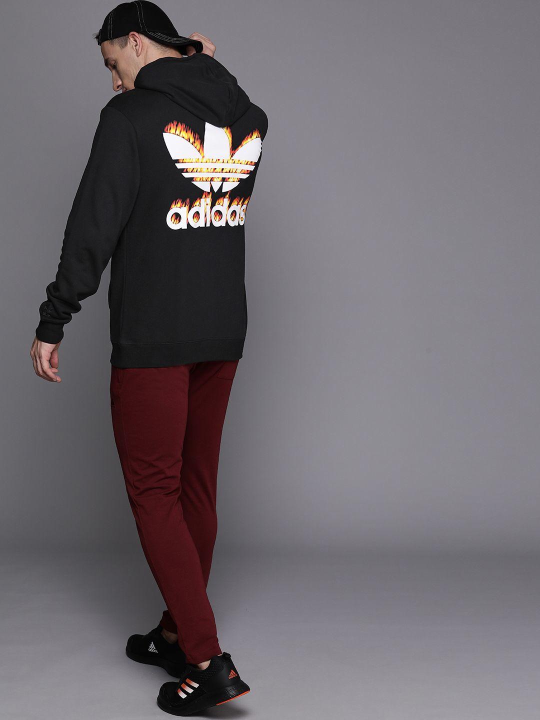 adidas originals graphics fire trefoil hooded cotton terry sweatshirt