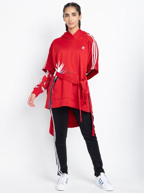 adidas originals hot red striped poncho hoodie