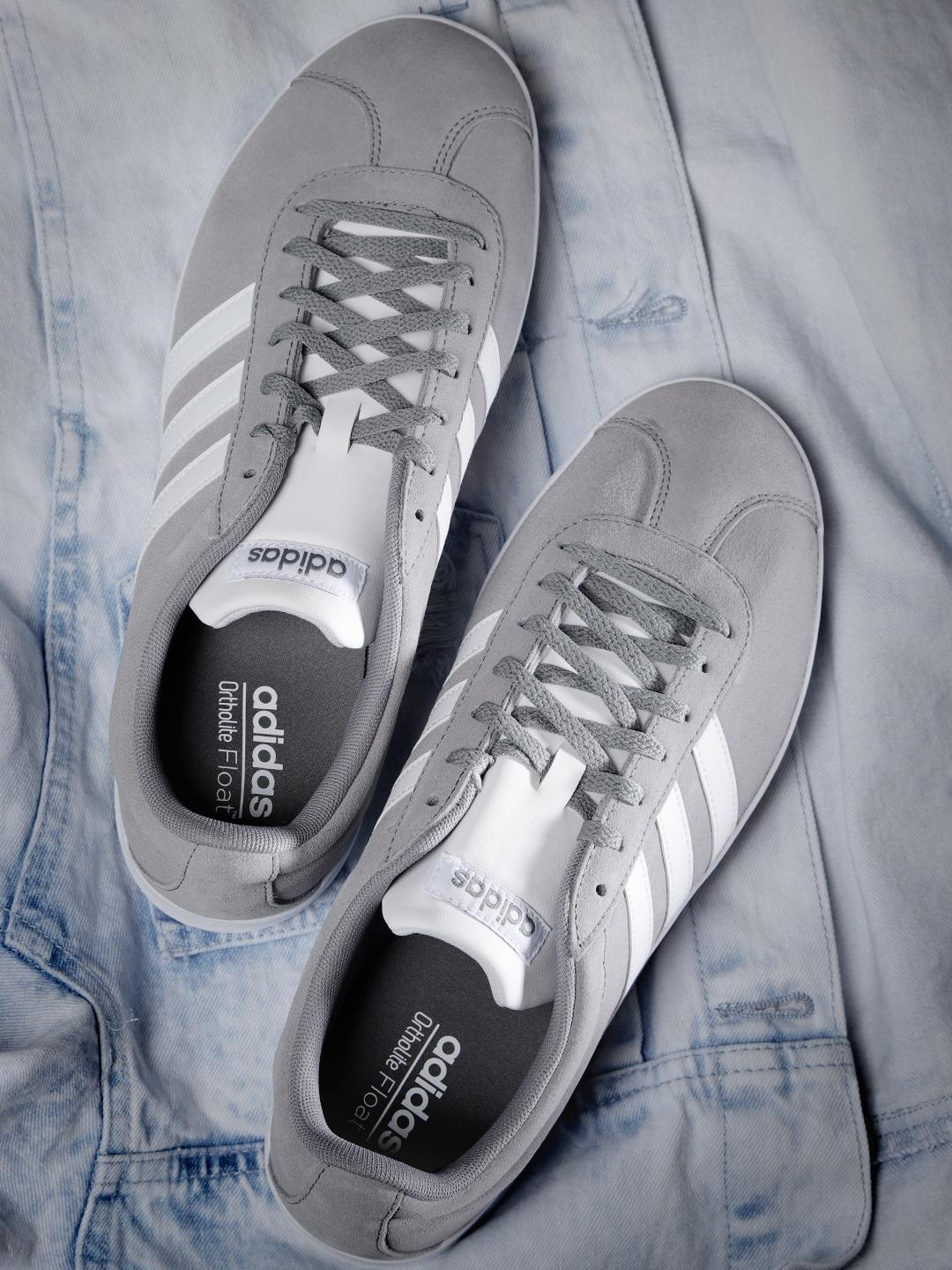 adidas originals men grey vl court 2.0 suede skateboarding shoes