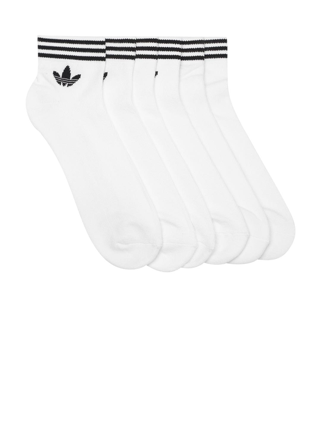 adidas originals men pack of 3 white brand logo detail above ankle-length socks
