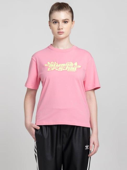 adidas originals pink cotton printed t-shirt