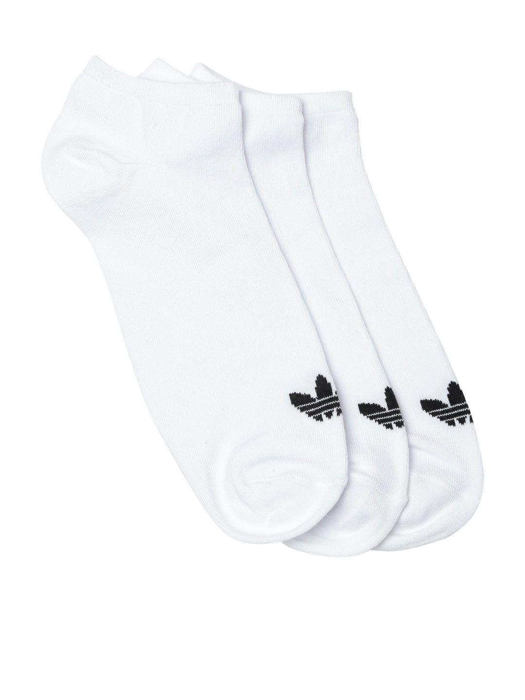 adidas originals unisex pack of 3 white trefoil liner ankle-length socks