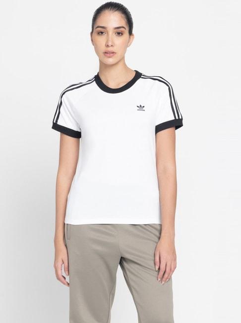 adidas originals white cotton logo print sports t-shirt