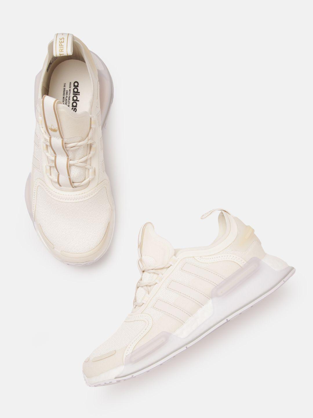 adidas originals women cream-coloured solid woven design nmd_r1 v3 ease sneakers