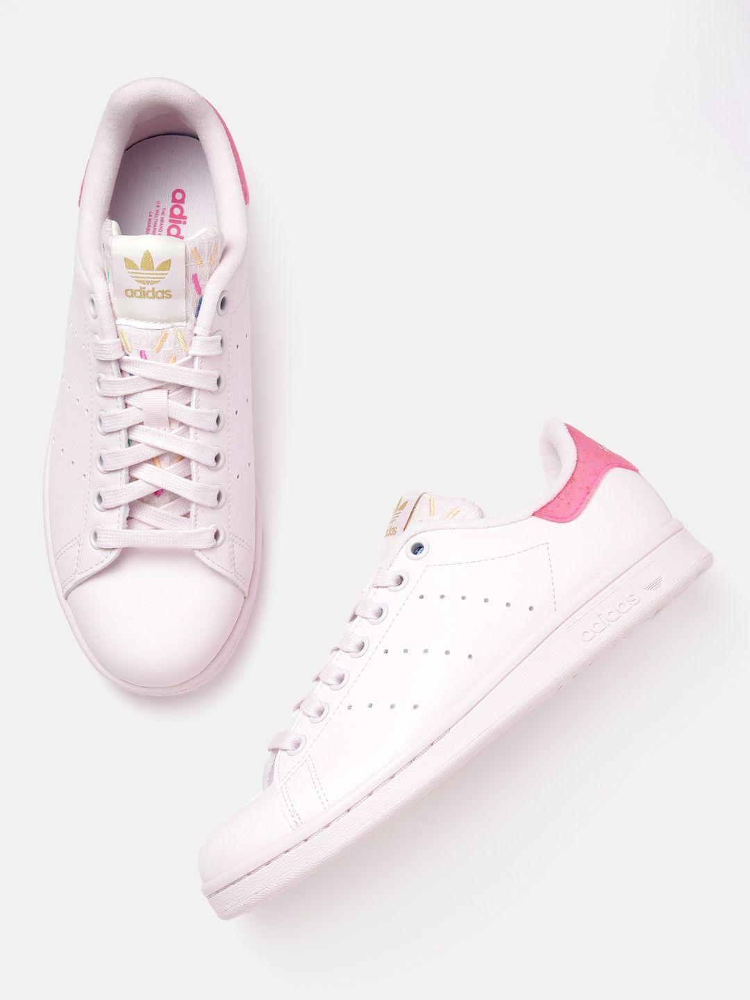 adidas originals women leather perforated stan smith her vegan sneakers