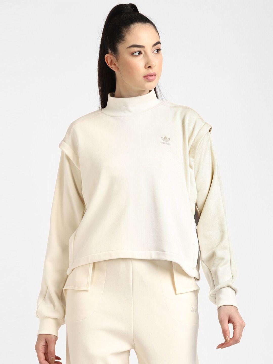adidas originals women off white solid sustainable sweatshirt
