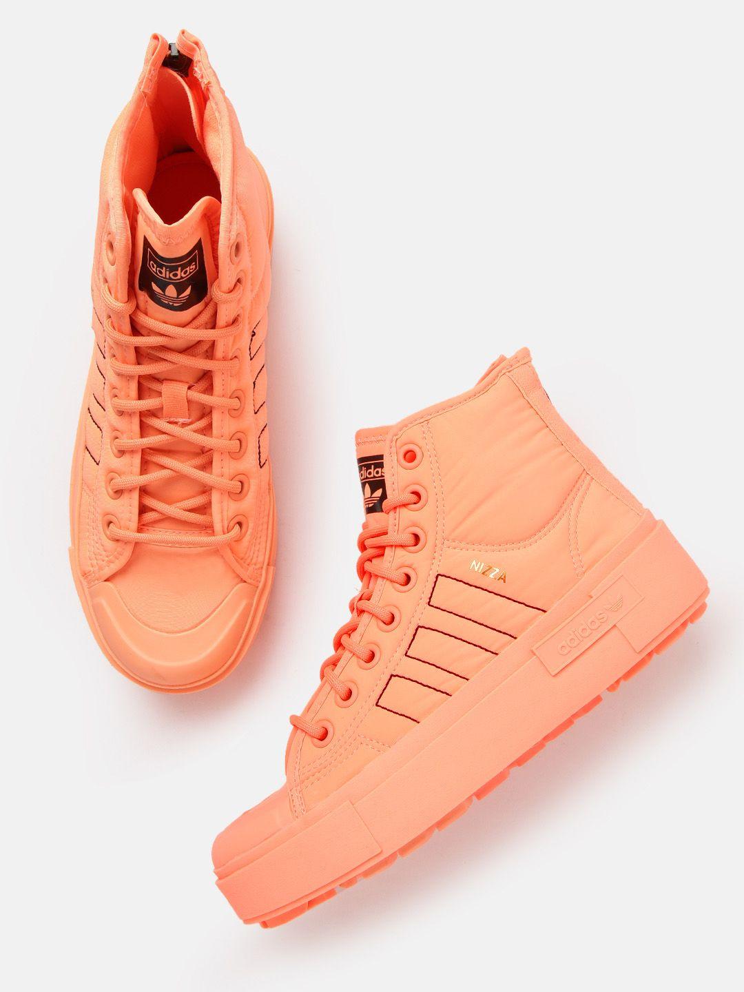 adidas originals women orange solid nizza bonega mid-top sneakers