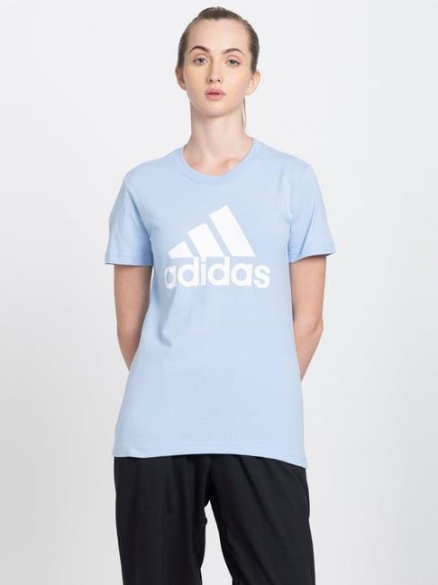 adidas powder blue cotton printed t-shirt