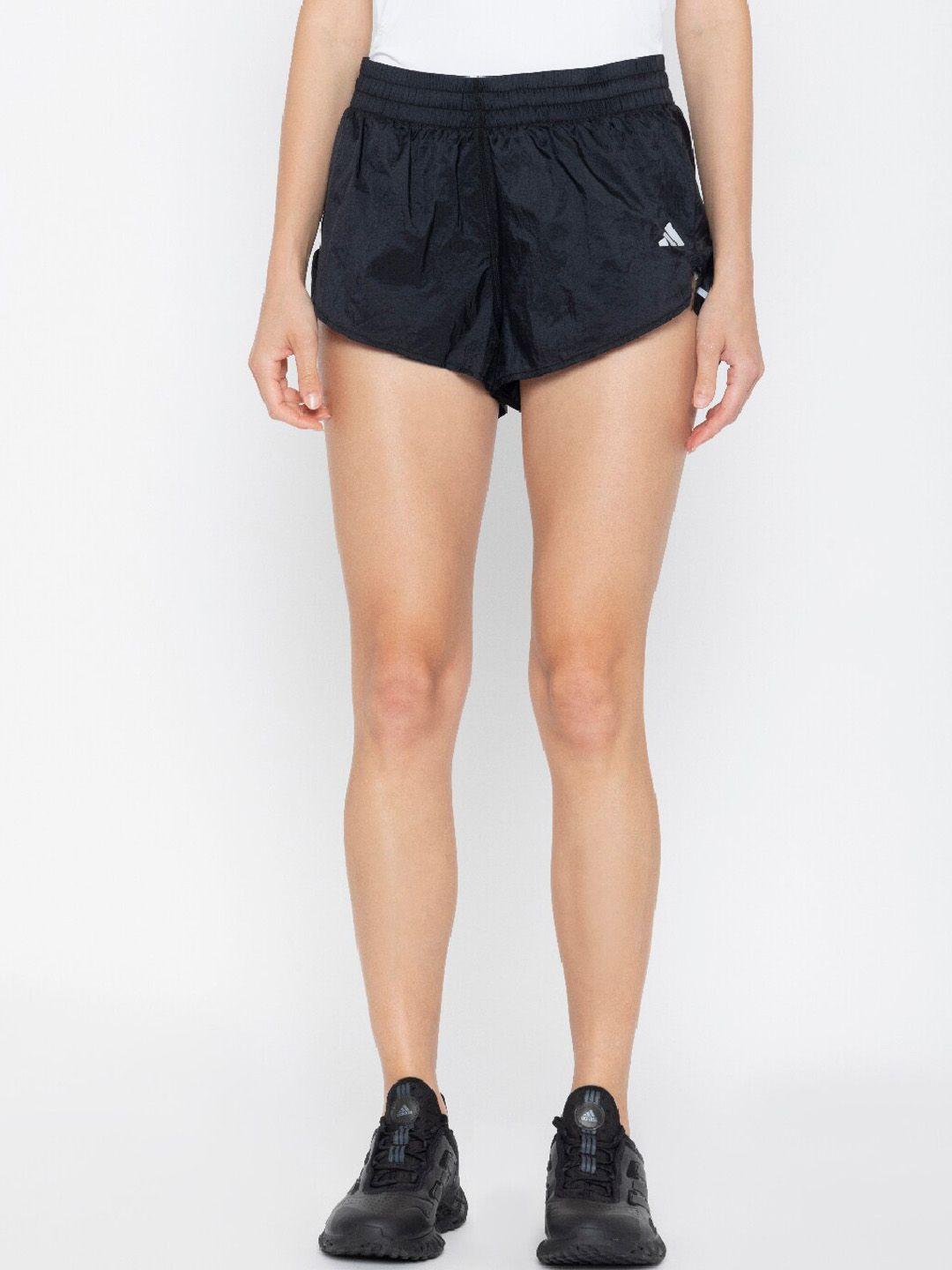 adidas printed mid-rise boa  shorts
