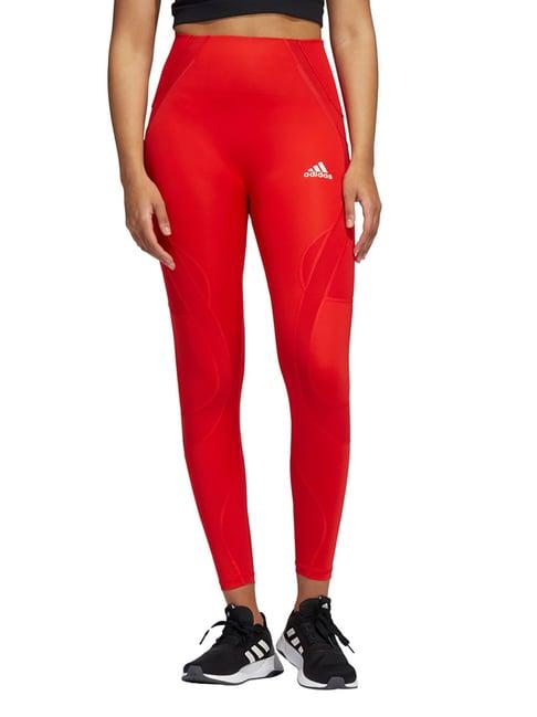 adidas red polyester tights