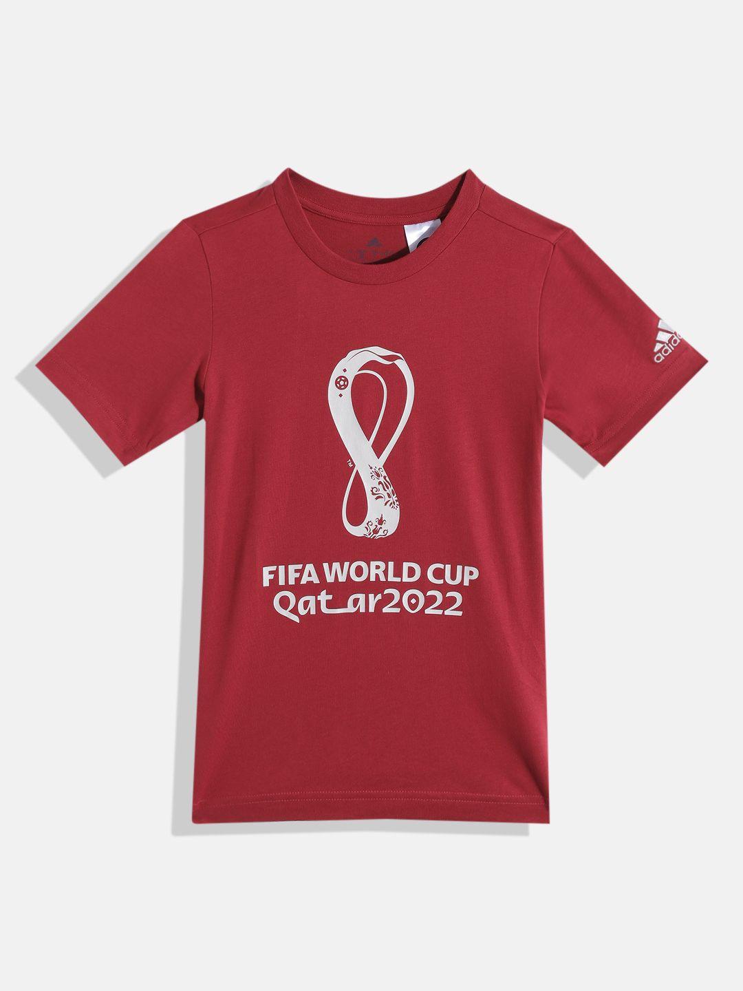 adidas unisex kids red & white typography print hd6385 t-shirts