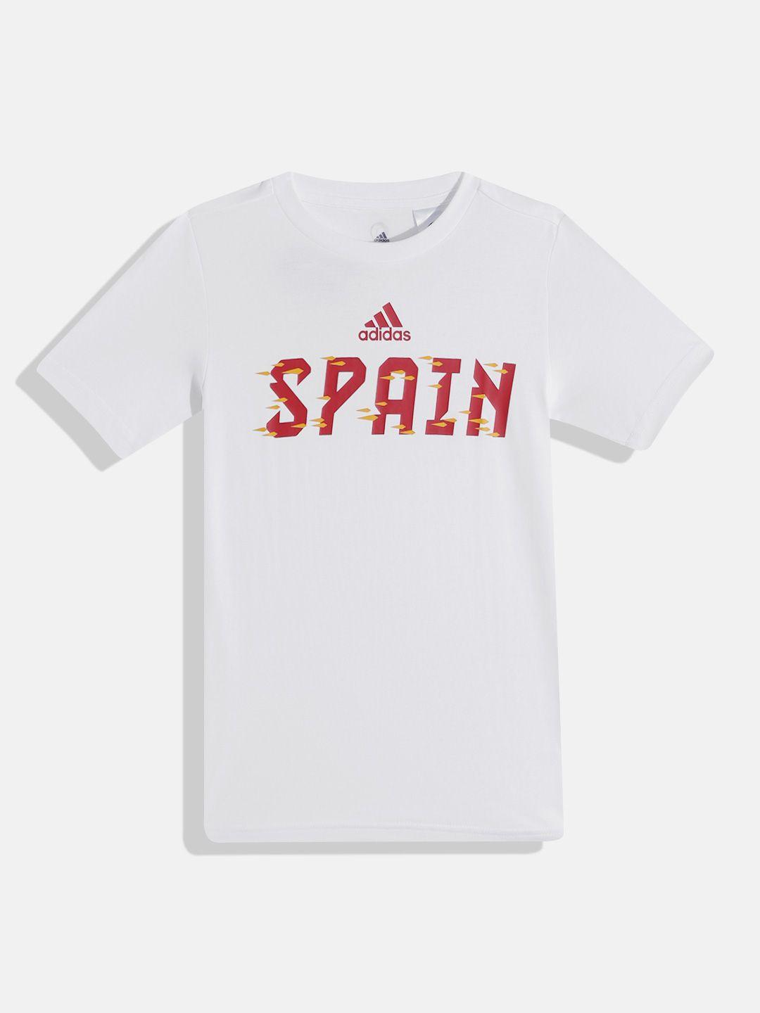 adidas unisex kids white & red brand logo print hd6374 t-shirt