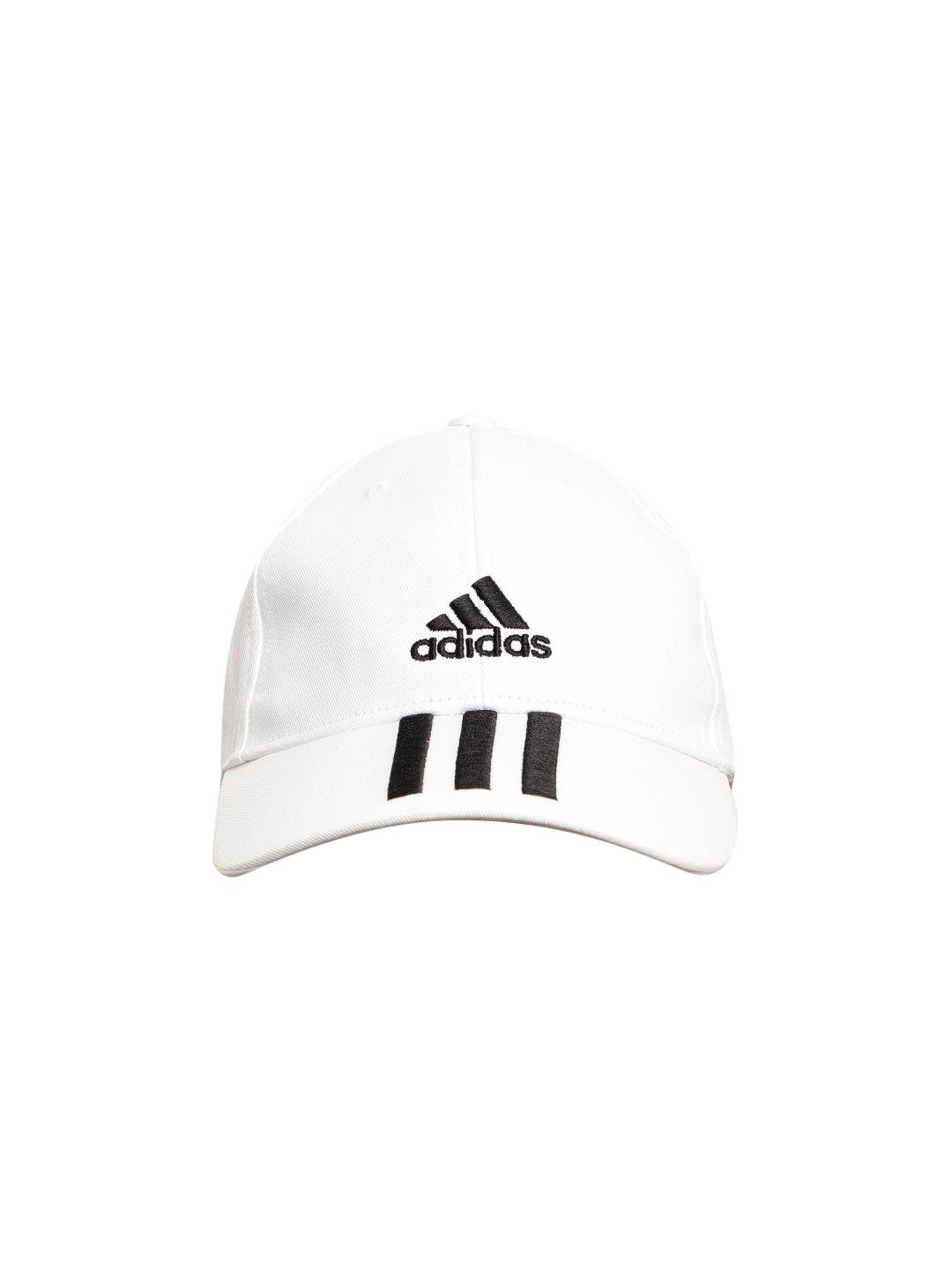 adidas unisex white & black brand logo embroidered visor cap