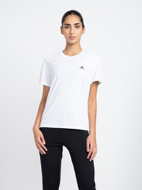 adidas white logo print run it w t-shirt