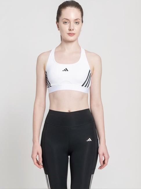 adidas white logo print sports bra