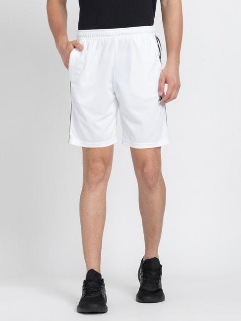 adidas white regular fit striped sports shorts
