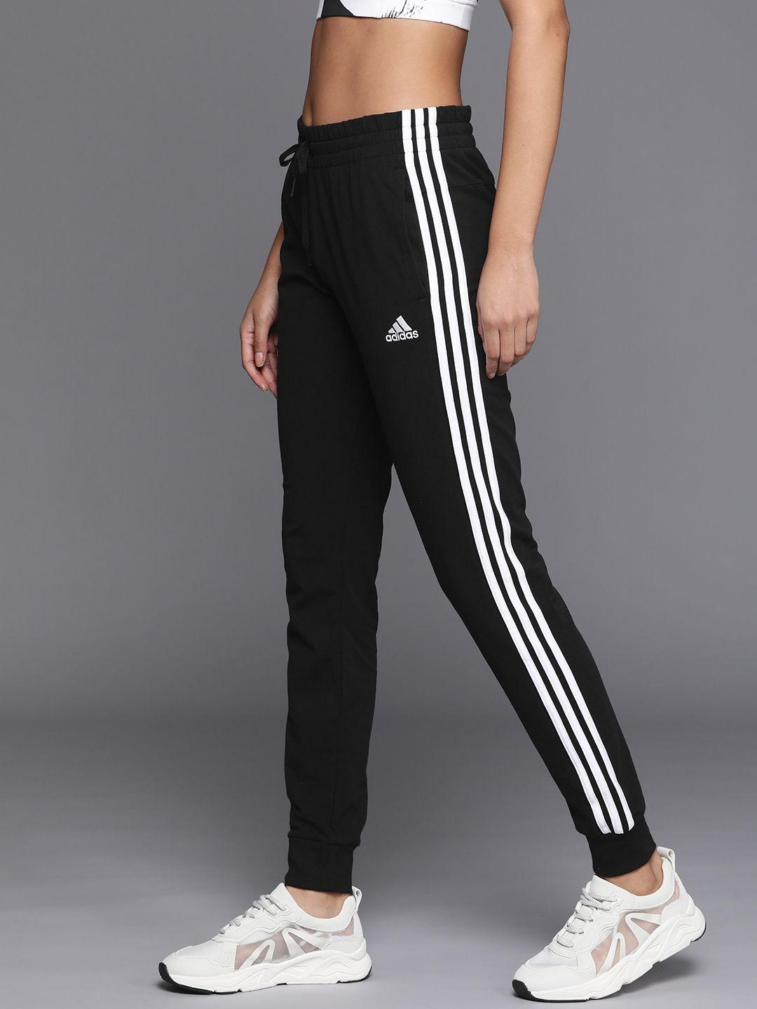 adidas women black 3-stripes solid joggers