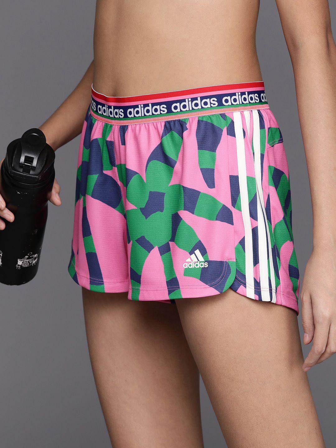 adidas women farm pacer printed training shorts