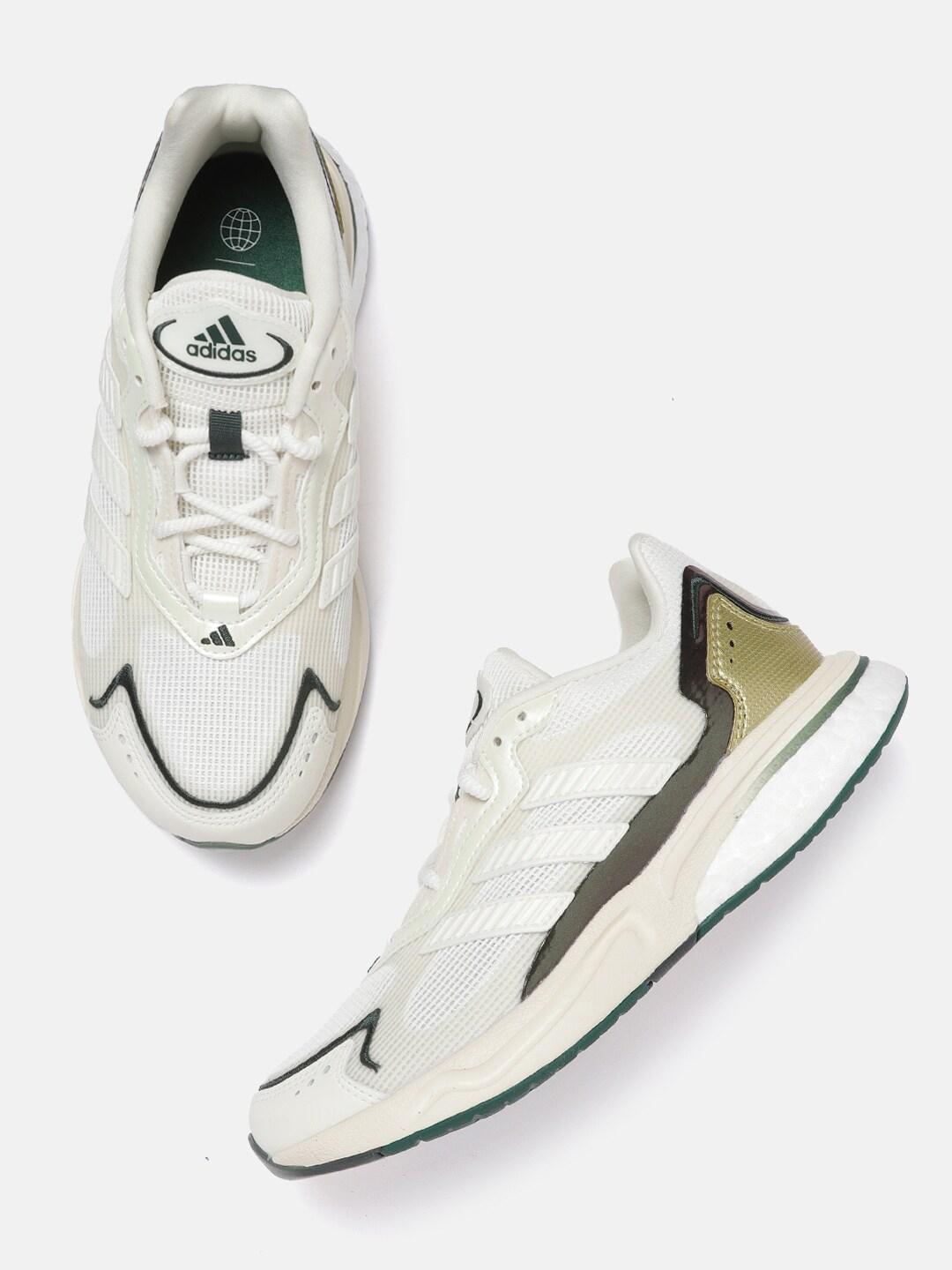adidas women off white & gold-toned woven design sn1997 running shoes