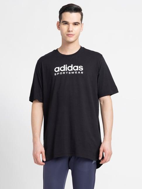adidas all szn black loose fit logo print cotton crew t-shirt