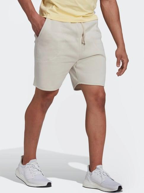 adidas beige cotton regular fit sports shorts