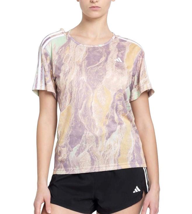 adidas beige printed regular fit t-shirt