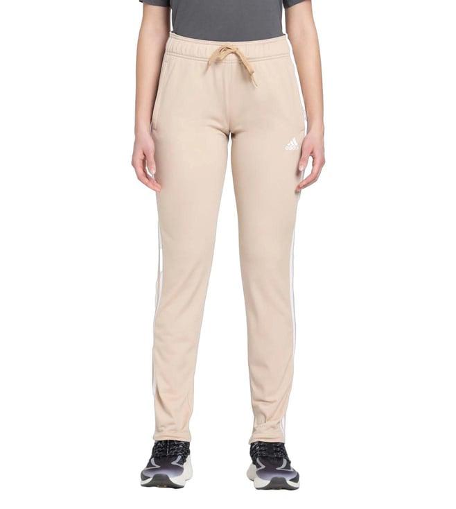 adidas beige stripes slim fit trackpants