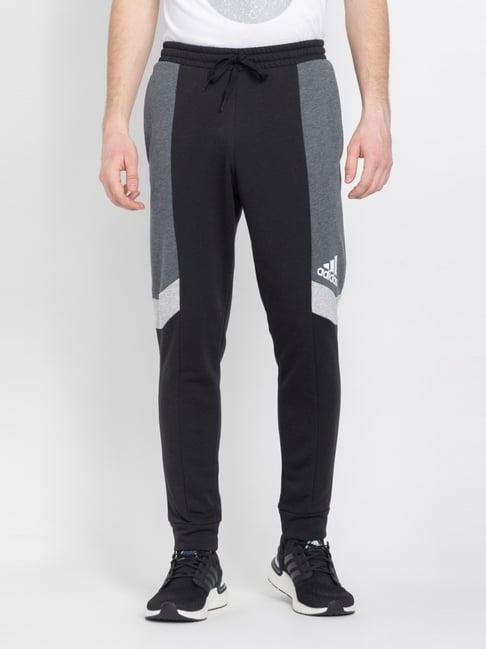 adidas black & grey regular fit colour block trackpants