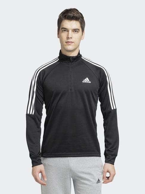 adidas black & white slim fit striped sports jackets