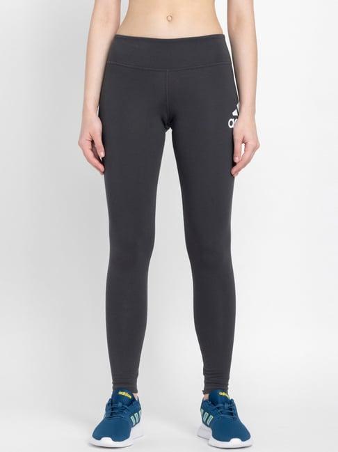 adidas black cotton logo print sports tights