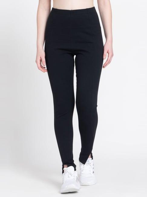 adidas black cotton printed sports tights