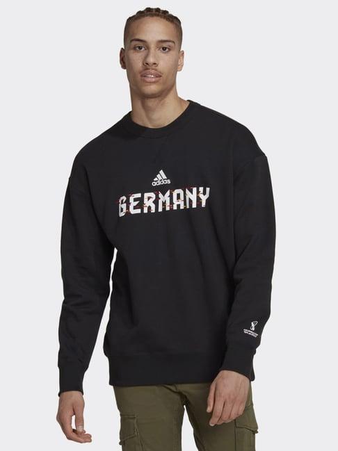 adidas black cotton regular fit printed sweatshirt