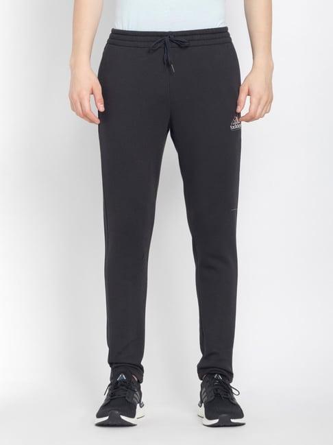 adidas black cotton regular fit striped sports trackpants