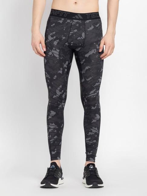 adidas black fitted fit printed sports tights
