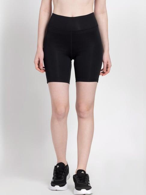 adidas black mid rise sports shorts