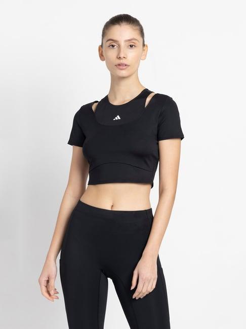 adidas black printed crop top