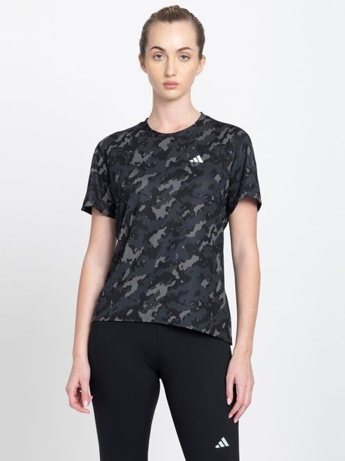 adidas black printed running t-shirt