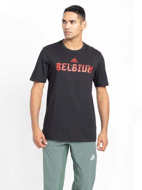 adidas black regular fit cotton belgium t-shirt