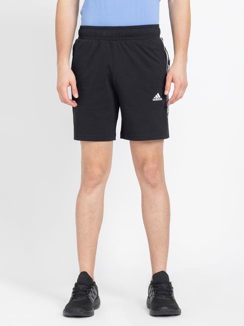 adidas black regular fit logo print shorts