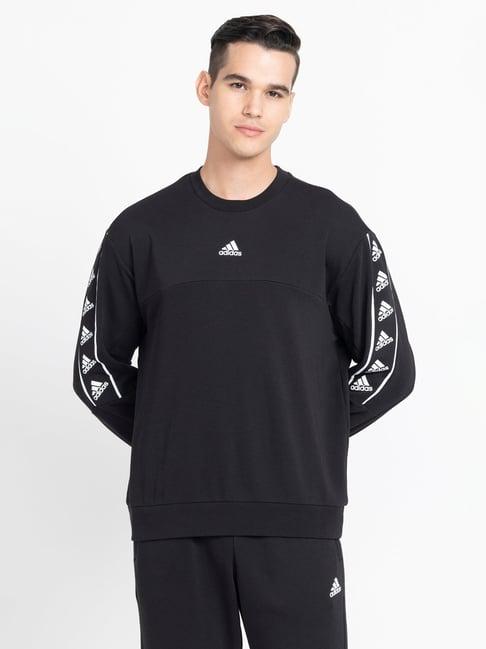 adidas black regular fit logo print sweatshirt