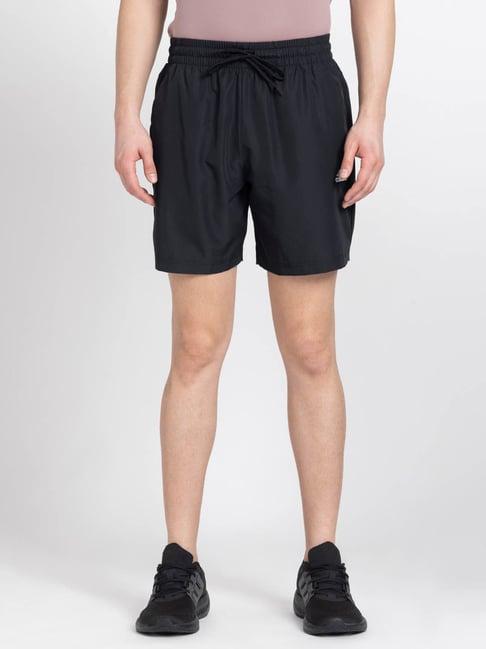 adidas black regular fit logo printed sports shorts