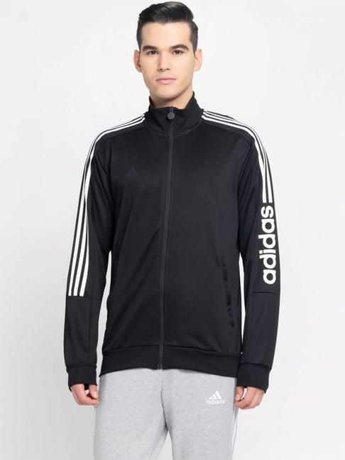 adidas black regular fit printed sports jacket