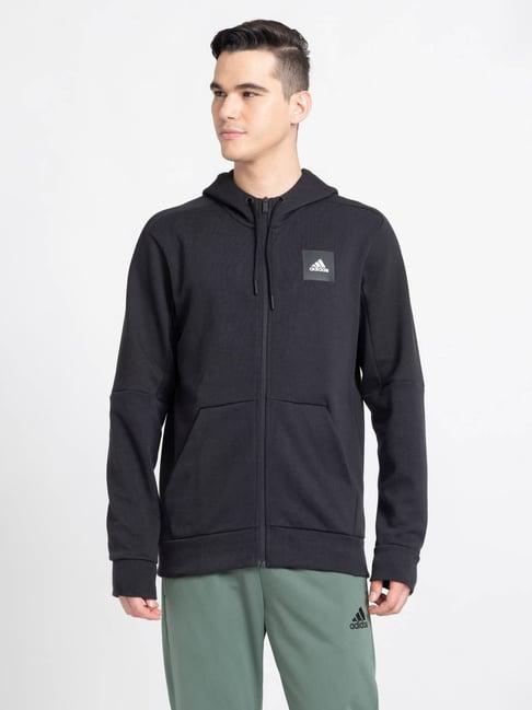 adidas black regular fit sports hoodie