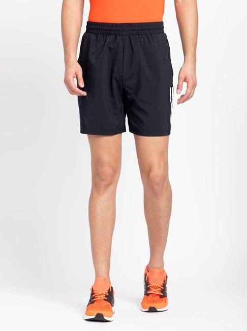 adidas black regular fit striped shorts