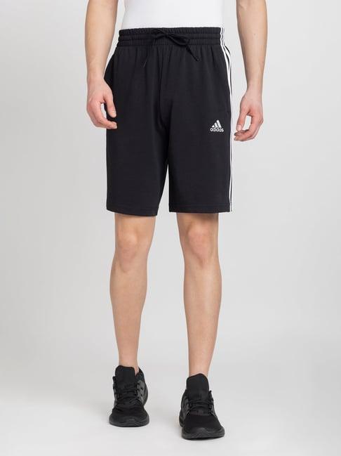 adidas black regular fit striped single jersey 10 shorts